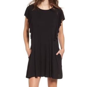 Black Ruffle Sleeve tshirt dress